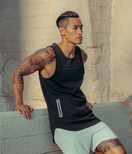 Muscular man in workout clothes